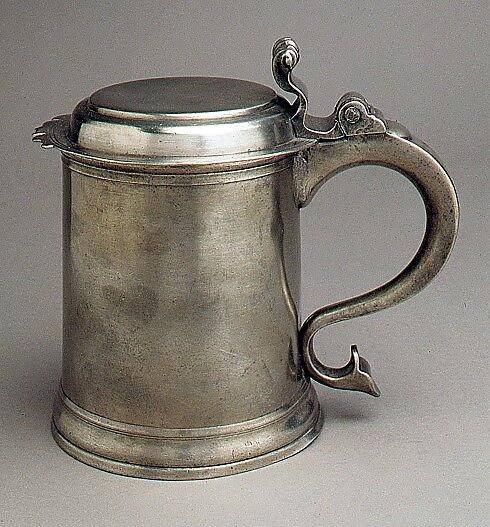 Tankard, Attributed to Francis Bassett, I (1690–1758), Pewter, American 