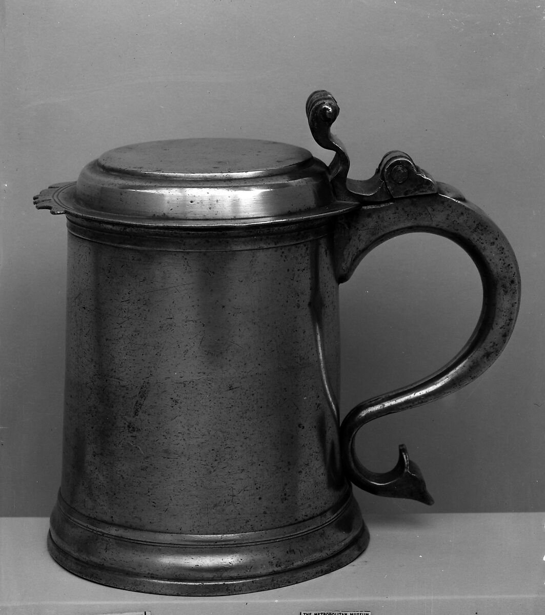 Tankard, Attributed to Francis Bassett, I (1690–1758), Pewter, American