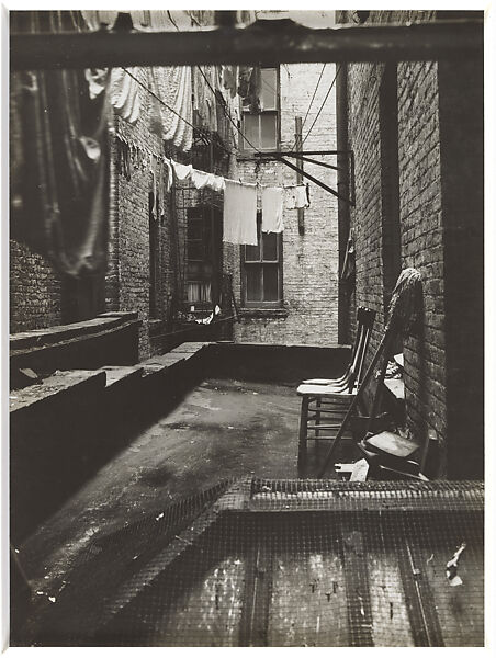 Out of Rear Window Tenement Dwelling of Mr. and Mrs. Jacob Solomon, 133 Avenue D, New York City, Dorothea Lange (American, 1895–1965), Gelatin silver print 