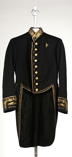 Uniform, wool, silk, metallic thread, feathers, Italian 