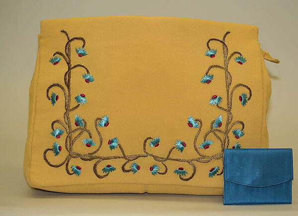 Evening ensemble, Elsa Schiaparelli (Italian, 1890–1973), rayon, silk, metallic thread, metal, plastic, French