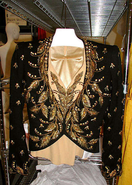 Evening ensemble, Elsa Schiaparelli (Italian, 1890–1973), wool, silk, rayon, metallic thread, glass, plastic, French