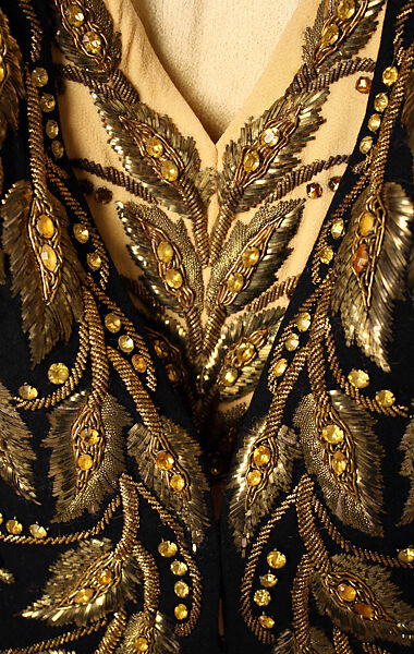 Evening ensemble, Elsa Schiaparelli (Italian, 1890–1973), wool, silk, rayon, metallic thread, glass, plastic, French