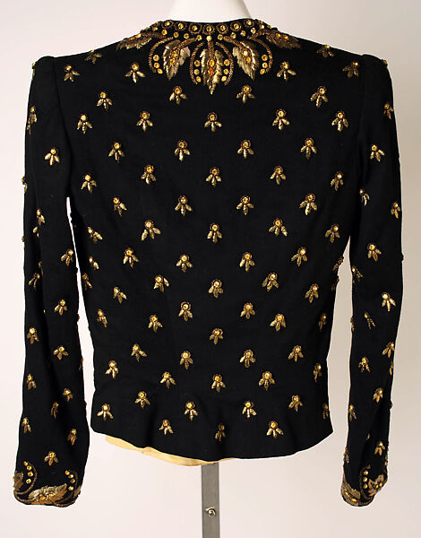 Evening ensemble, Elsa Schiaparelli (Italian, 1890–1973), wool, silk, rayon, metallic thread, glass, plastic, French