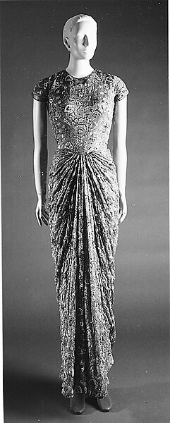 Evening dress, James Galanos (American, Philadelphia, Pennsylvania, 1924–2016 West Hollywood, California), silk, synthetic pearl, plastic, American