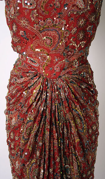 Evening dress, James Galanos (American, Philadelphia, Pennsylvania, 1924–2016 West Hollywood, California), silk, synthetic pearl, plastic, American