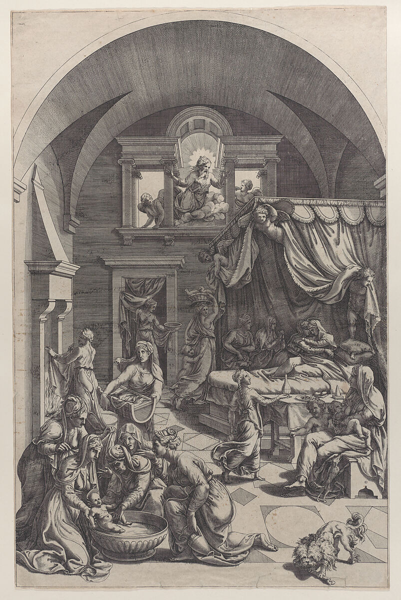 Birth of Saint John the Baptist, Diana Scultori (Italian, Mantua ca. 1535?–after 1588 Rome), Engraving 