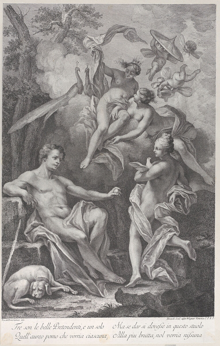The Judgment of Paris, Fabio Berardi (Italian, Siena 1728–1788 Venice), Etching and engraving 