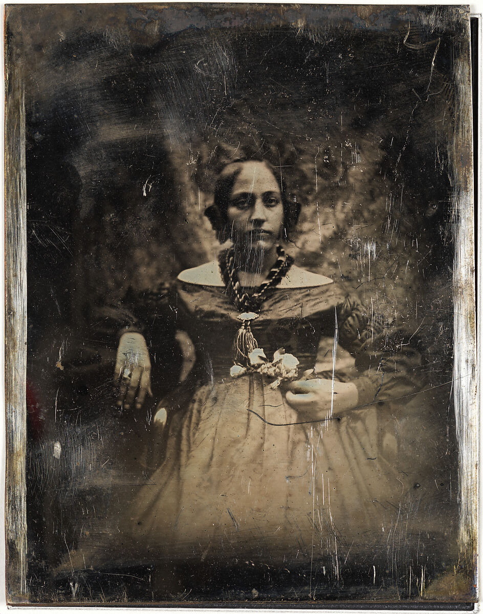 [Young Woman Holding a Flower], Joseph-Philibert Girault de Prangey (French, 1804–1892), Daguerreotype 