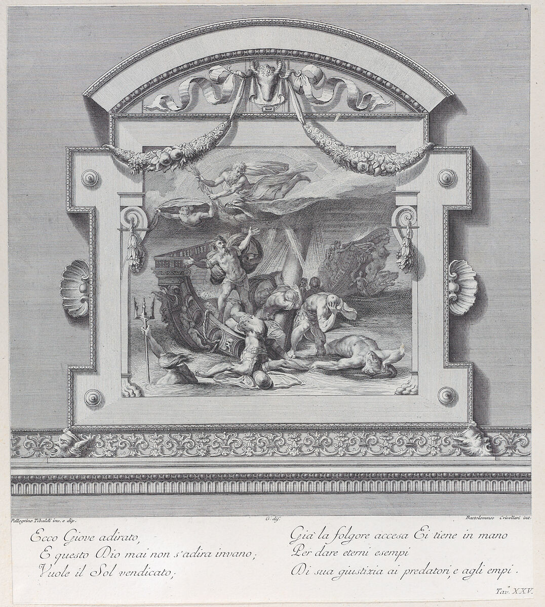 Plate 25: a shipwreck, Bartolomeo Crivellari (Italian, active 18th century), Etching and engraving 