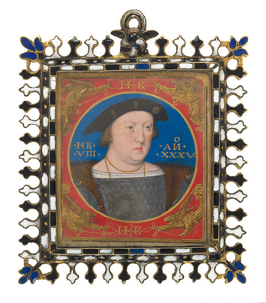 Henry VIII, Lucas Horenbout  Flemish, Watercolor on vellum, laid on playing card