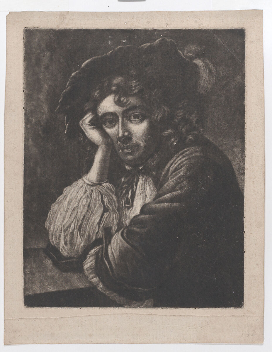 Half-Length Portrait of a Young Man, Anonymous, German, 17th century, Mezzotint 