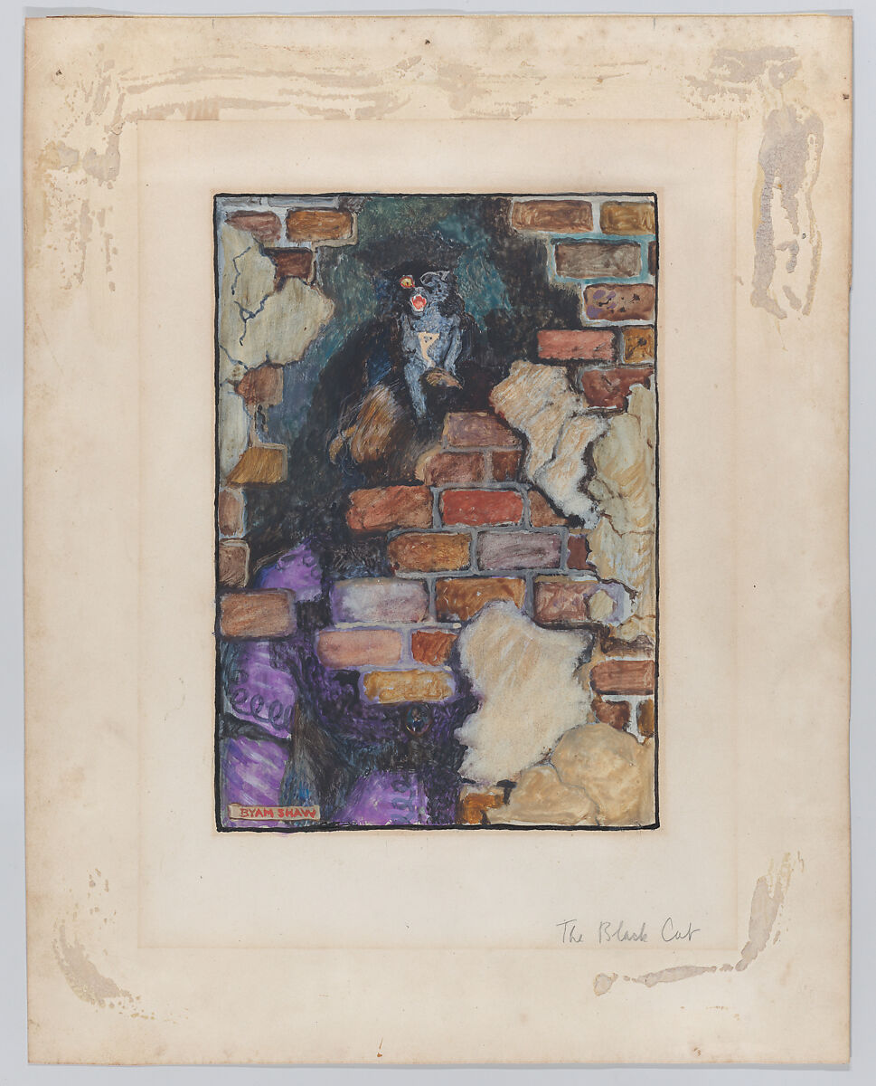 The Black Cat, for Edgar Allan Poe's “Selected Tales of Mystery,” 1909, John Byam Liston Shaw (British, Ferndale, Madras, India, 1872–1919 London), Watercolor and gouache (bodycolor) 