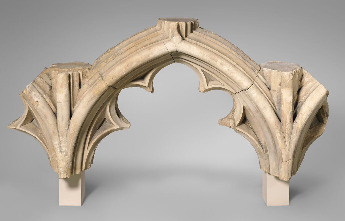 Tracery Arcade from the Great South Window of Canterbury Cathedral, Design perhaps by Master Mason Stephen Lote (d. 1417) and/or, Caen stone, British 