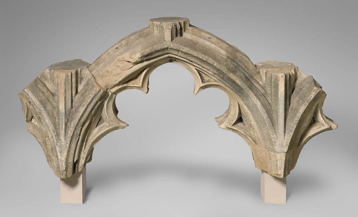 Tracery Arcade from the Great South Window of Canterbury Cathedral, Design perhaps by Master Mason Stephen Lote (d. 1417) and/or, Caen stone, British