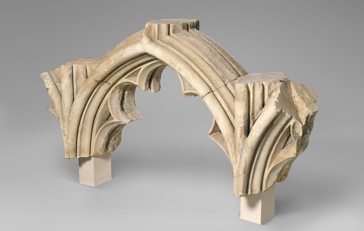 Tracery Arcade from the Great South Window of Canterbury Cathedral, Design perhaps by Master Mason Stephen Lote (d. 1417) and/or, Caen stone, British