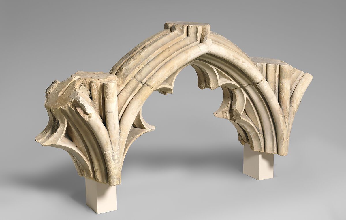 Tracery Arcade from the Great South Window of Canterbury Cathedral, Design perhaps by Master Mason Stephen Lote (d. 1417) and/or, Caen stone, British