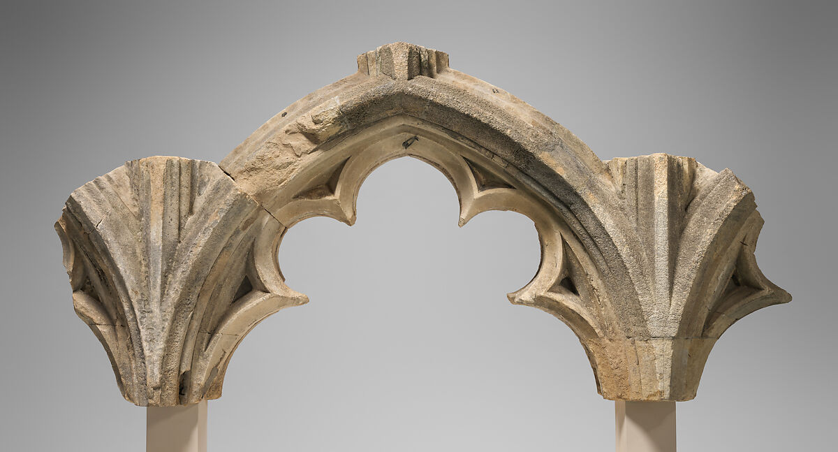 Tracery Arcade from the Great South Window of Canterbury Cathedral, Design perhaps by Master Mason Stephen Lote (d. 1417) and/or, Caen stone, British