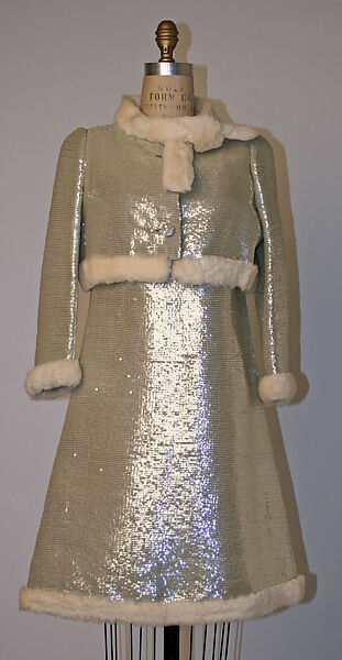 Evening ensemble, André Courrèges (French, Pau 1923–2016 Neuilly-sur-Seine), plastic, fur, French 