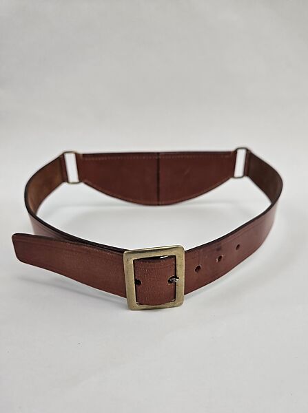 Belt, Phelps (American, founded 1940), leather, brass, American