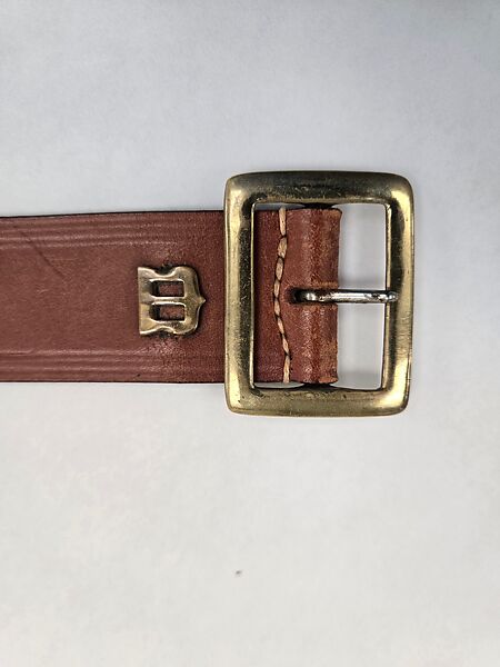 Belt, Phelps (American, founded 1940), leather, brass, American