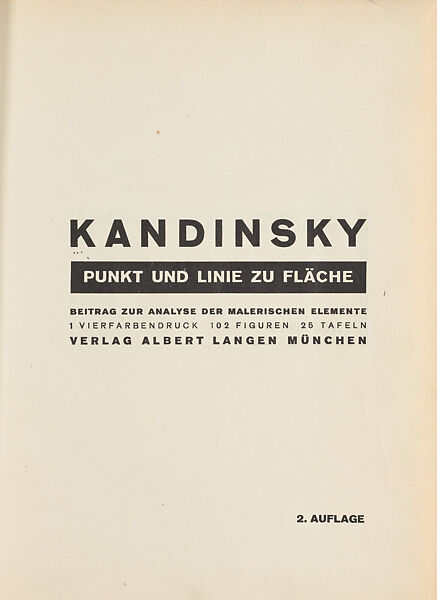 Punkt und Linie zu Fläche : Beitrag zur Analyse der malerischen Elemente, Vasily Kandinsky (French (born Russia), Moscow 1866–1944 Neuilly-sur-Seine)