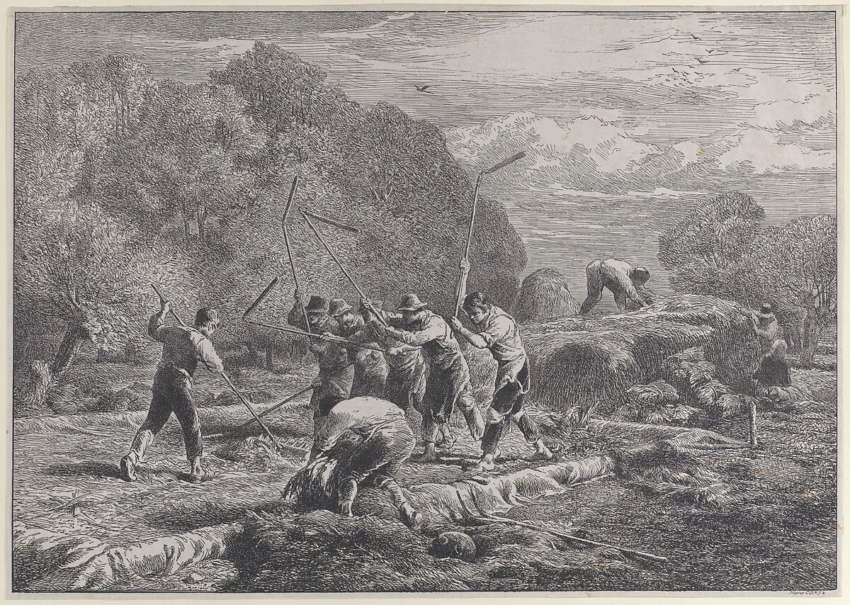 Men thrashing, Anonymous (Comte), Etching 