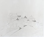 Le Château de Biron, vue d'ensemble, Jacqueline Copper-Royer, Etching 