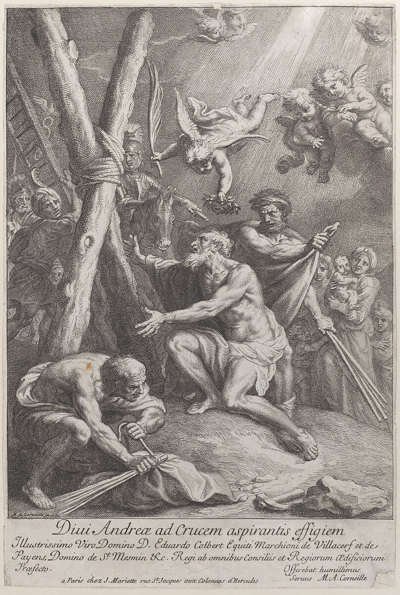 The Martyrdom of Saint Andrew, Michel Corneille the Younger (French, Paris 1642–1708 Paris), Etching; third state of three 