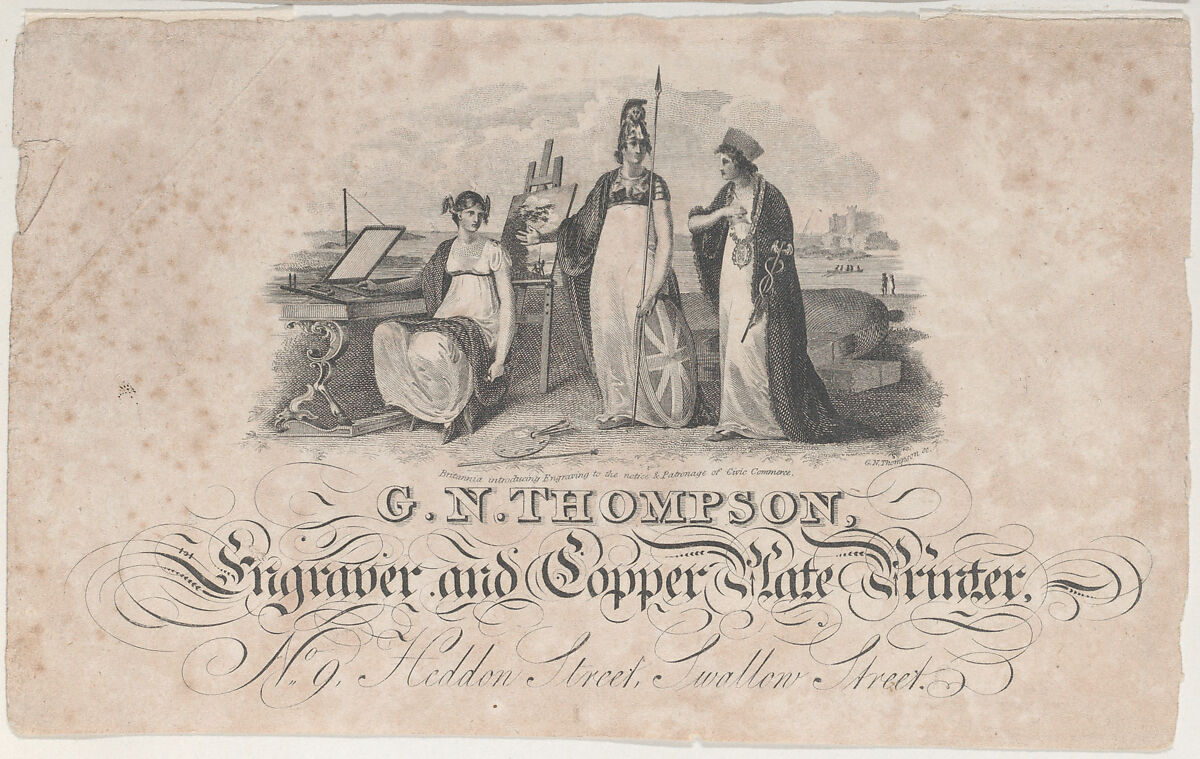 Trade Card for G. N. Thompson, Engraver and Printer, Anonymous, British, 19th century, Engraving 
