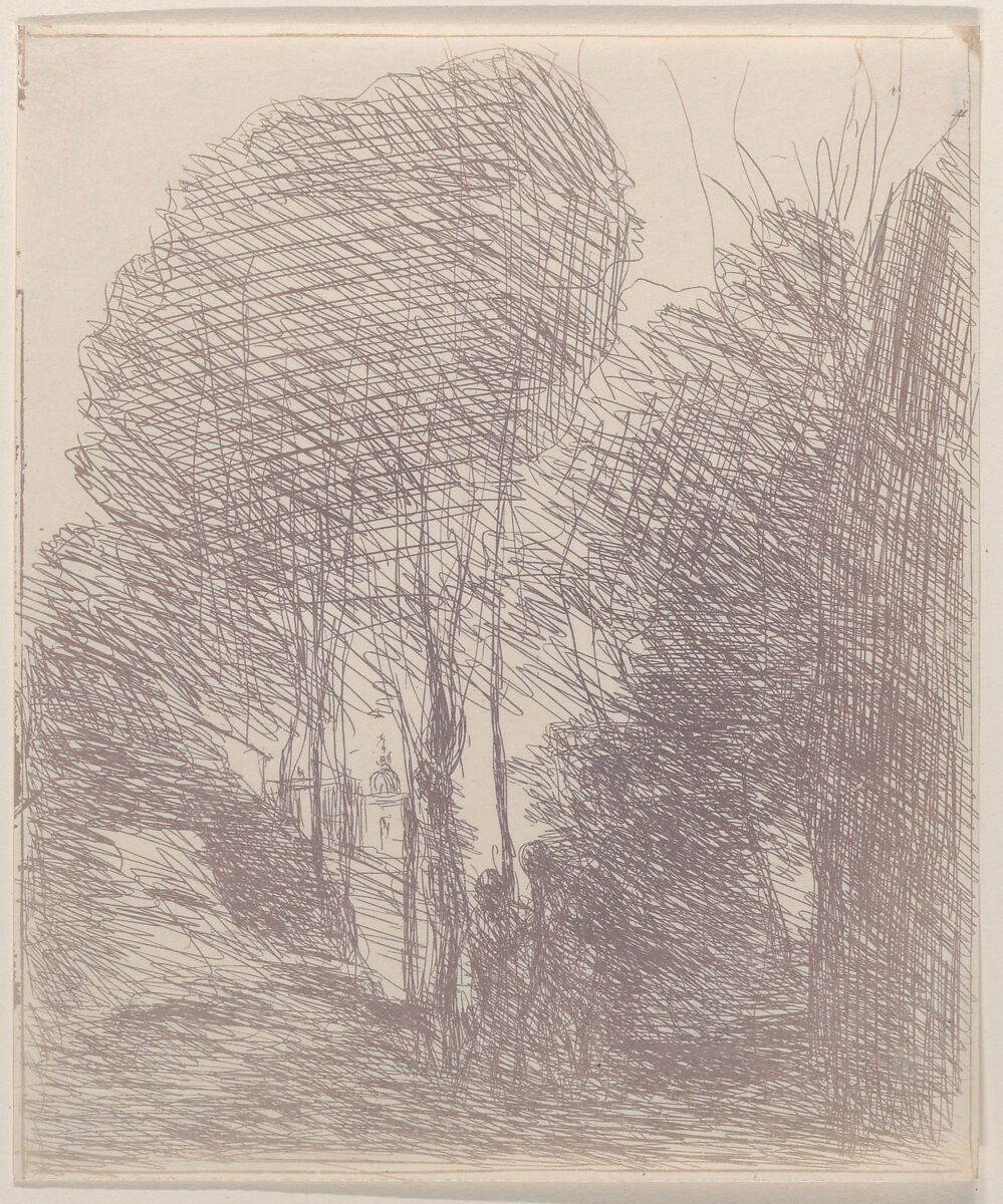 Souvenir de la Villa Pamphili, Camille Corot (French, Paris 1796–1875 Paris), Cliché-verre 