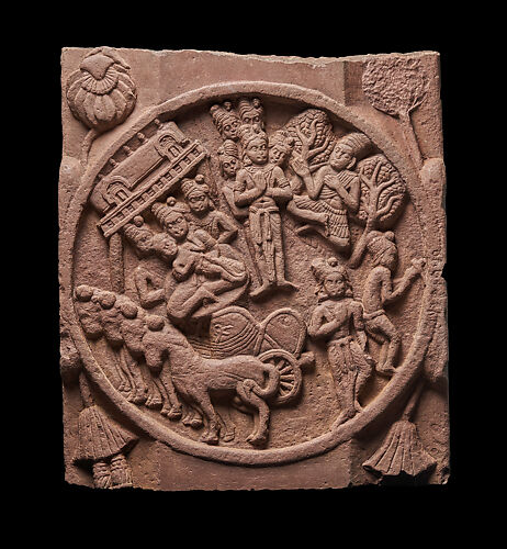 Railing pillar medallion with Mugapakkha-jataka