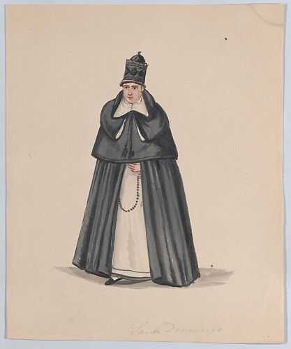 A priest from the order of Santo Domingo (Saint Dominic), from a group of drawings depicting Peruvian dress