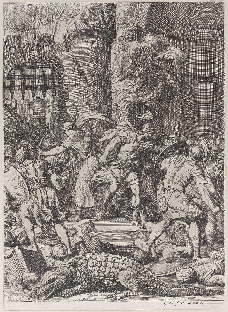 The Taking of Alexandria, Girard Audran (French, Lyons 1640–1703 Paris), Etching 