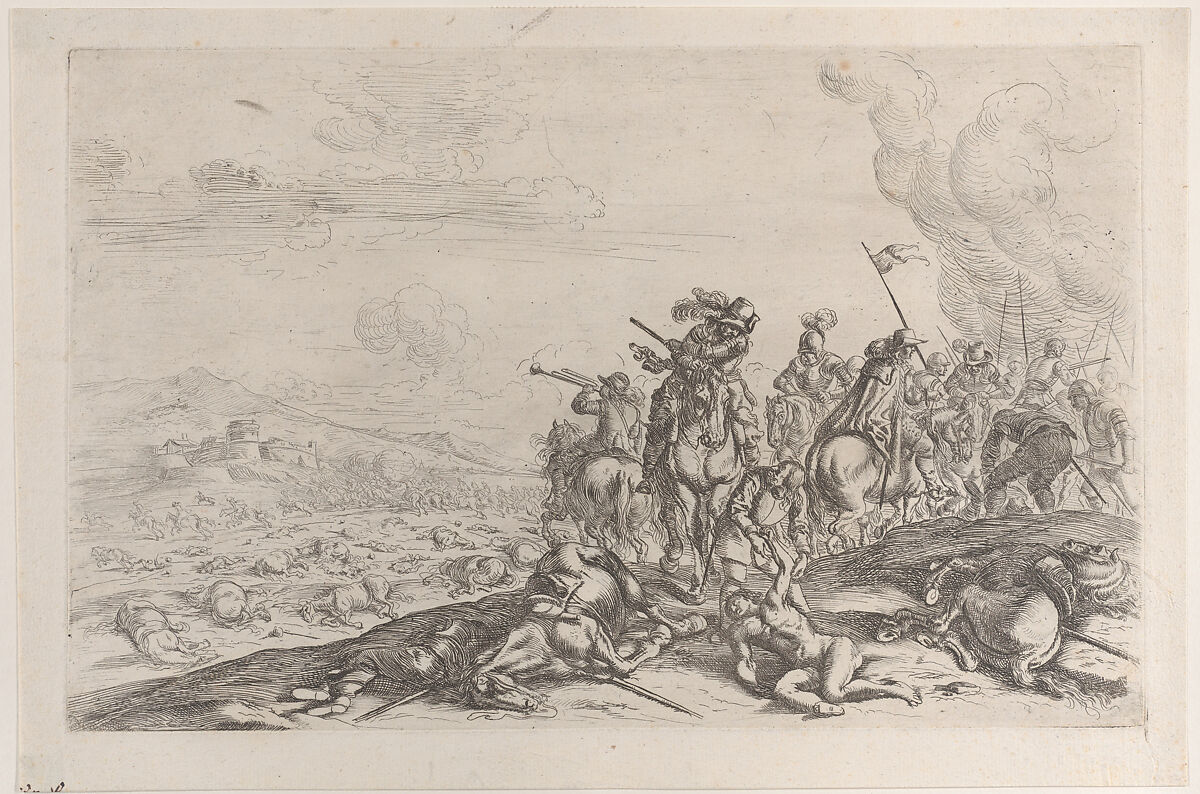 Aiding the wounded after a battle, Jacques Courtois (French, Saint-Hippolyte 1621–1676 Rome), Etching 