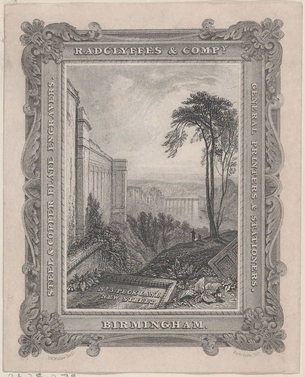 Trade Card for Radclyffe & Co., Steel & Copper Plate Engravers, Anonymous, British, 19th century, Engraving 