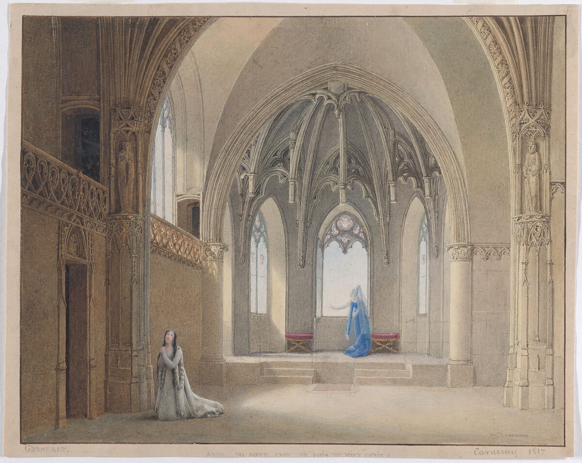 Anne, ma soeur Anne, ne vois-tu rien venir?, Auguste Garneray (French, Paris 1785–1824 Paris), Watercolor 