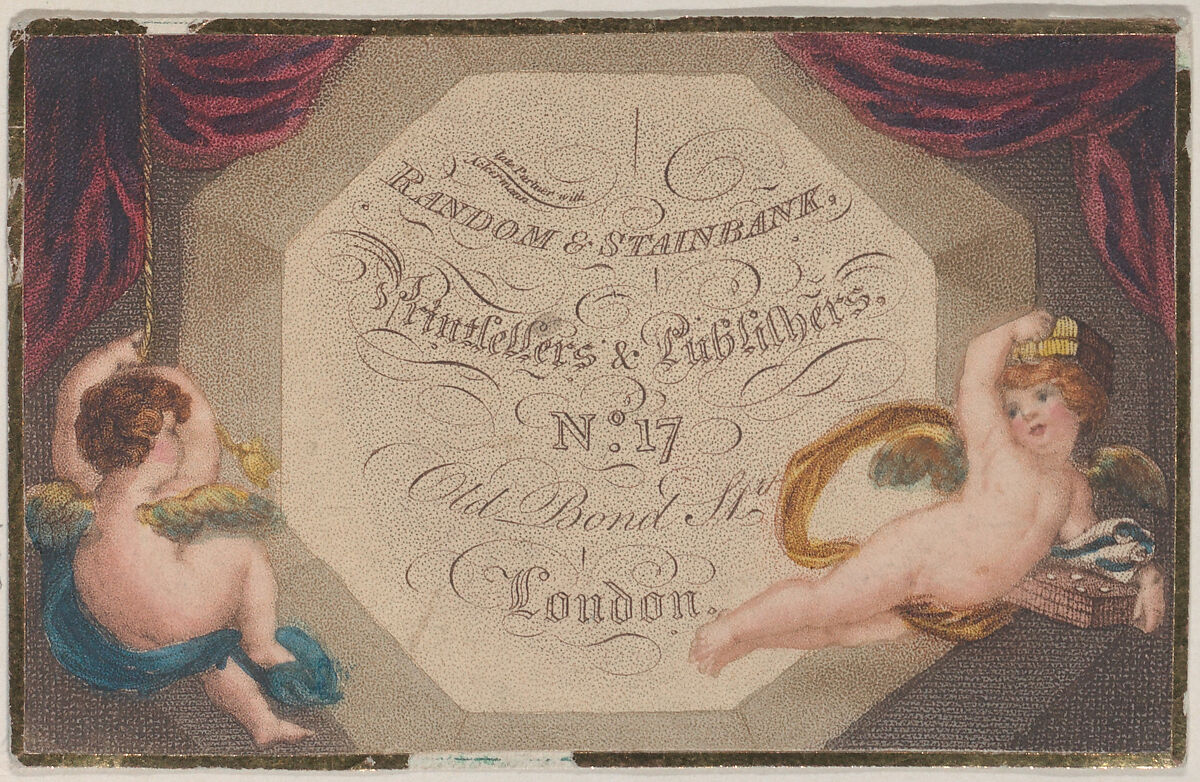 Trade Card for Random & Stainbeck, Printsellers & Publishers, Anonymous, British, 19th century, Commercial Lithograph 