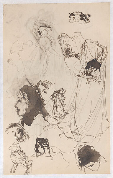 The Singer, Edouard Vuillard (French, Cuiseaux 1868–1940 La Baule), Pen and ink (recto); pen and brush and ink (verso)