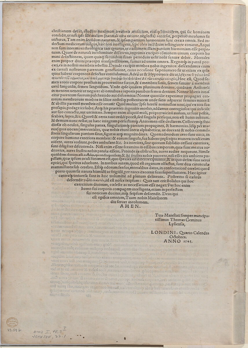 Title Page and Dedication for the "Compendiosa totius Anatomiae delineatio", Thomas Geminus (Netherlandish, active London, 1515–1562), Engraving and letterpress