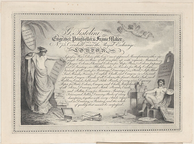 Trade Card for G. Testolini, Engraver, Printseller and Frame Maker