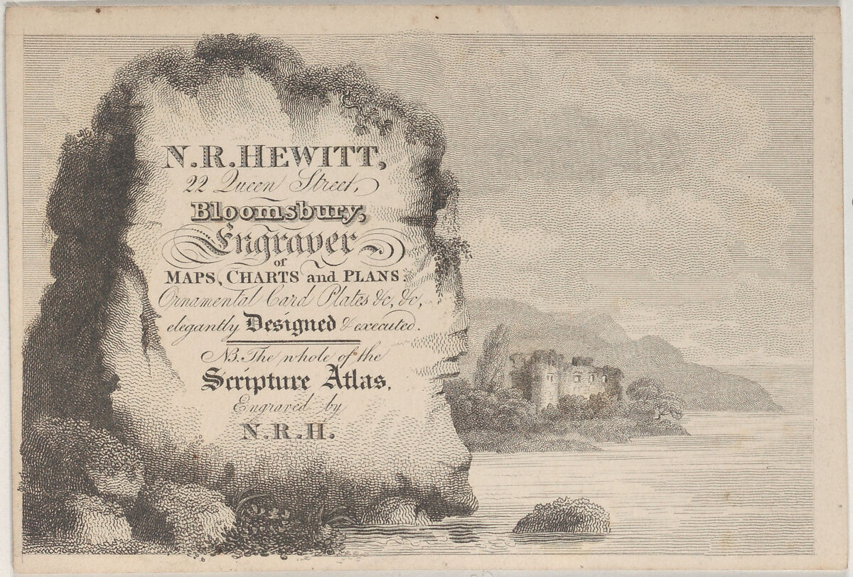 Trade Card for N. R. Hewitt, Engraver, Anonymous, British, 19th century, Engraving 