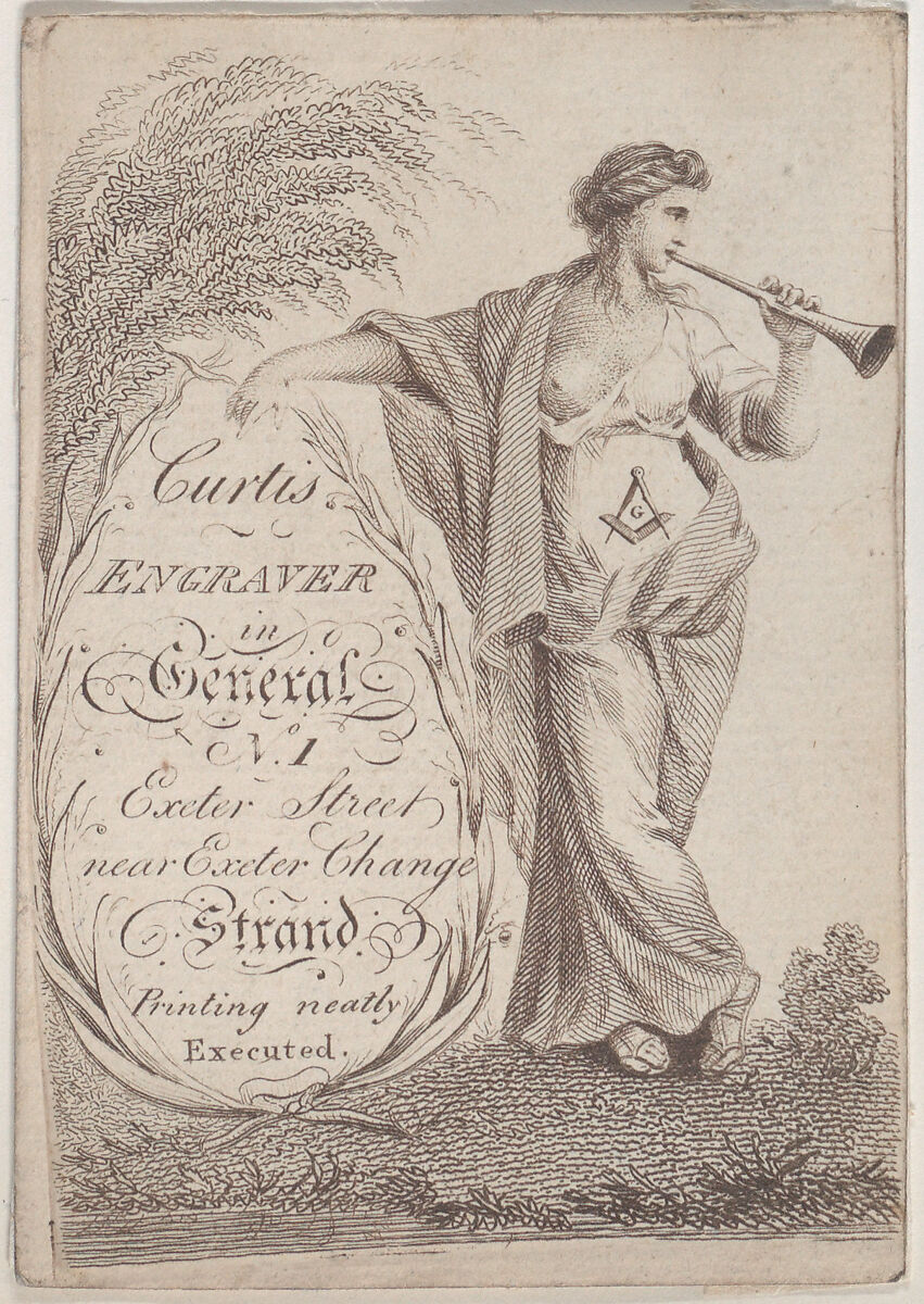 Trade Card for Curtis, Engraver, Anonymous, British, 19th century, Engraving 
