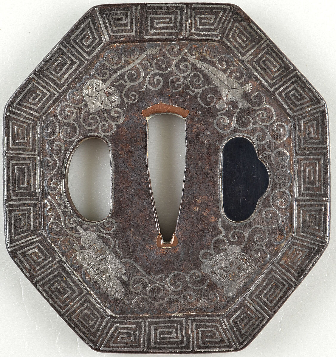 Sword Guard (<i>Tsuba</i>) in the Japanese Style, Iron, silver, Korean 