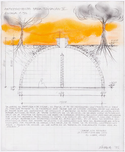 Anteproyecto para Tzinacán, Horacio Zabala (Argentinian, born Buenos Aires, 1943), Pastel and graphite on tracing paper 