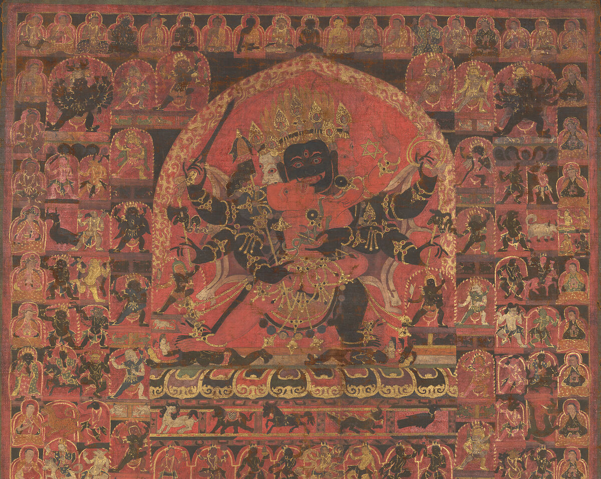 Trowo Tsochog Khagying, the Bon Deity, Distemper, ink, and gold on cloth, Tibet