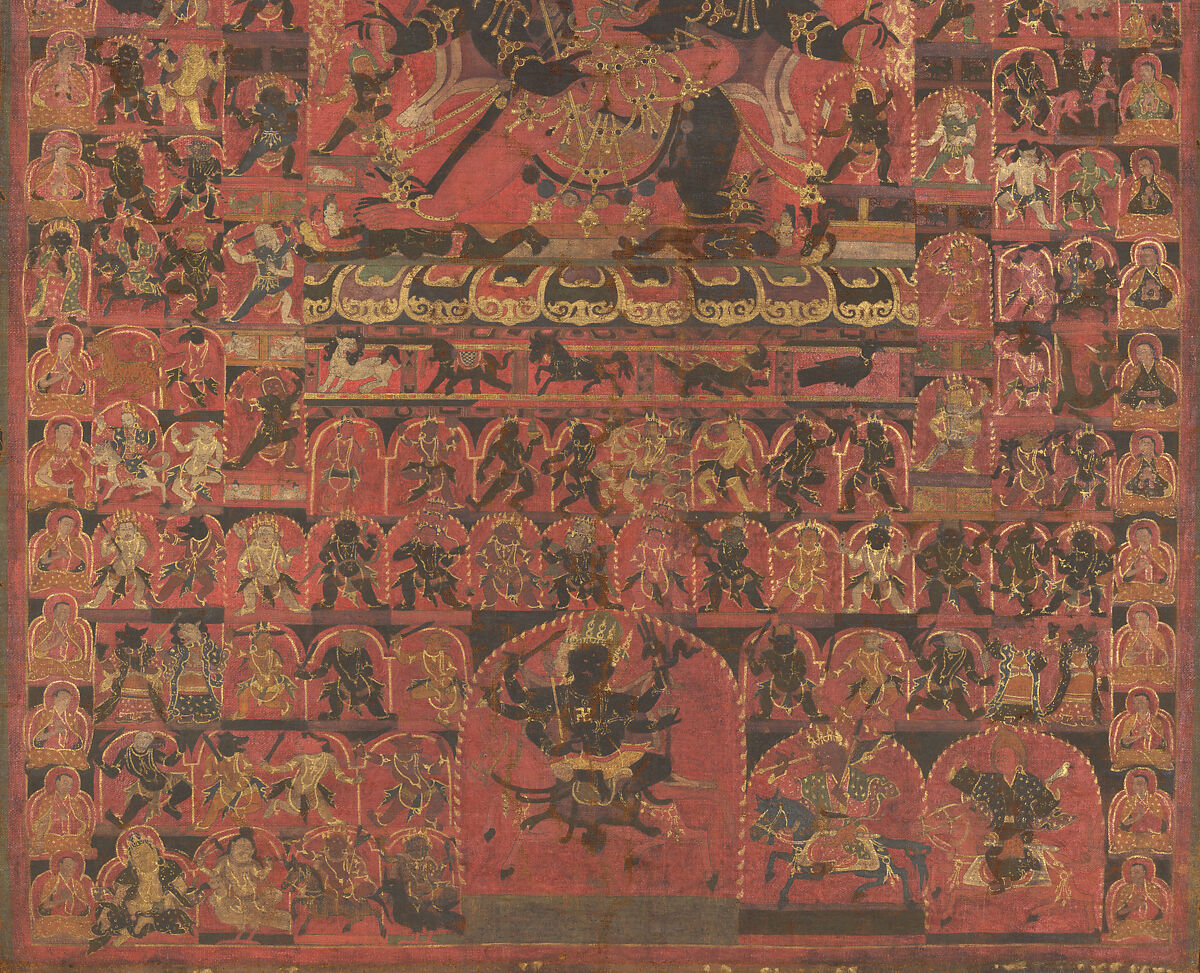 Trowo Tsochog Khagying, the Bon Deity, Distemper, ink, and gold on cloth, Tibet
