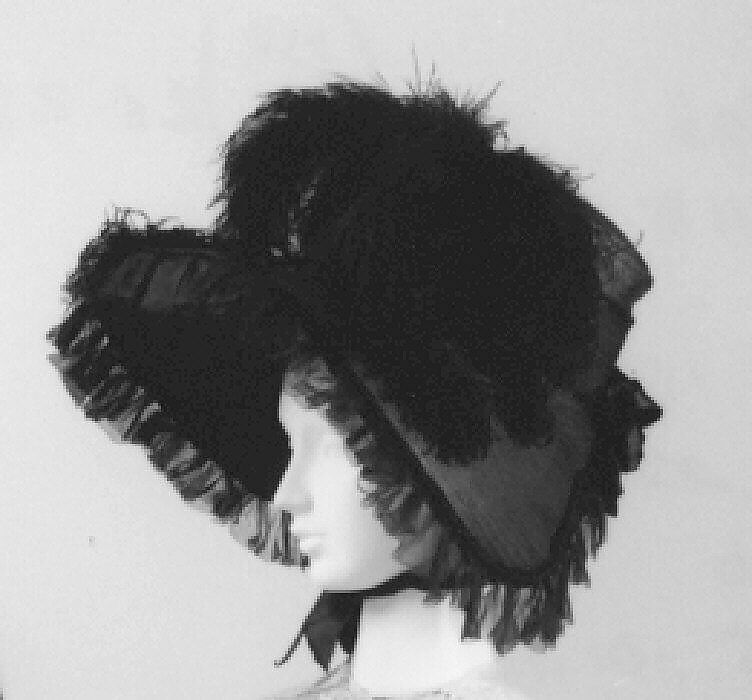 Bonnet, straw, feathers, American or European 