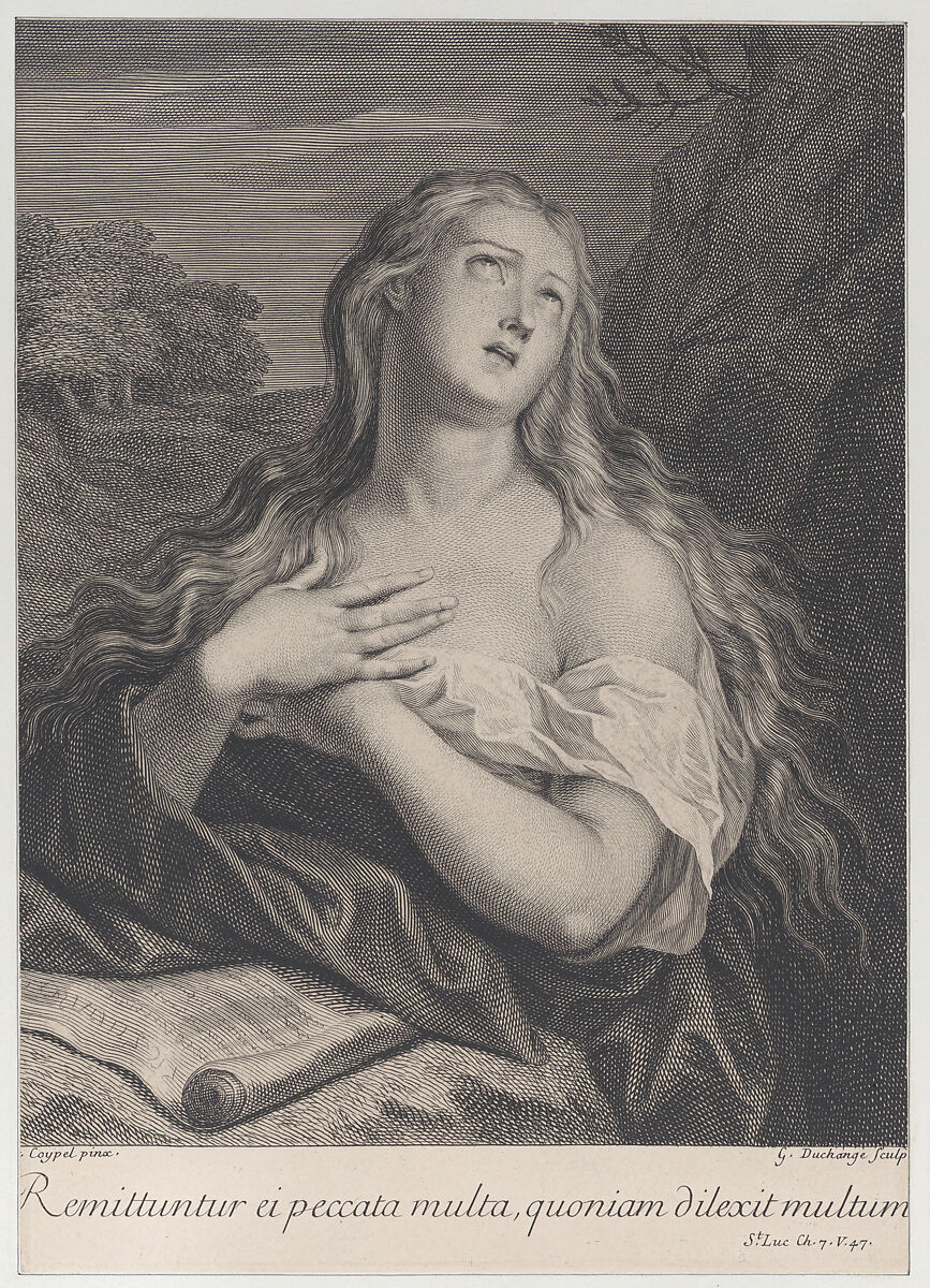 The penitent Mary Magdalene in the wilderness, Gaspard Duchange (French, Paris 1662–1757 Paris), Engraving 