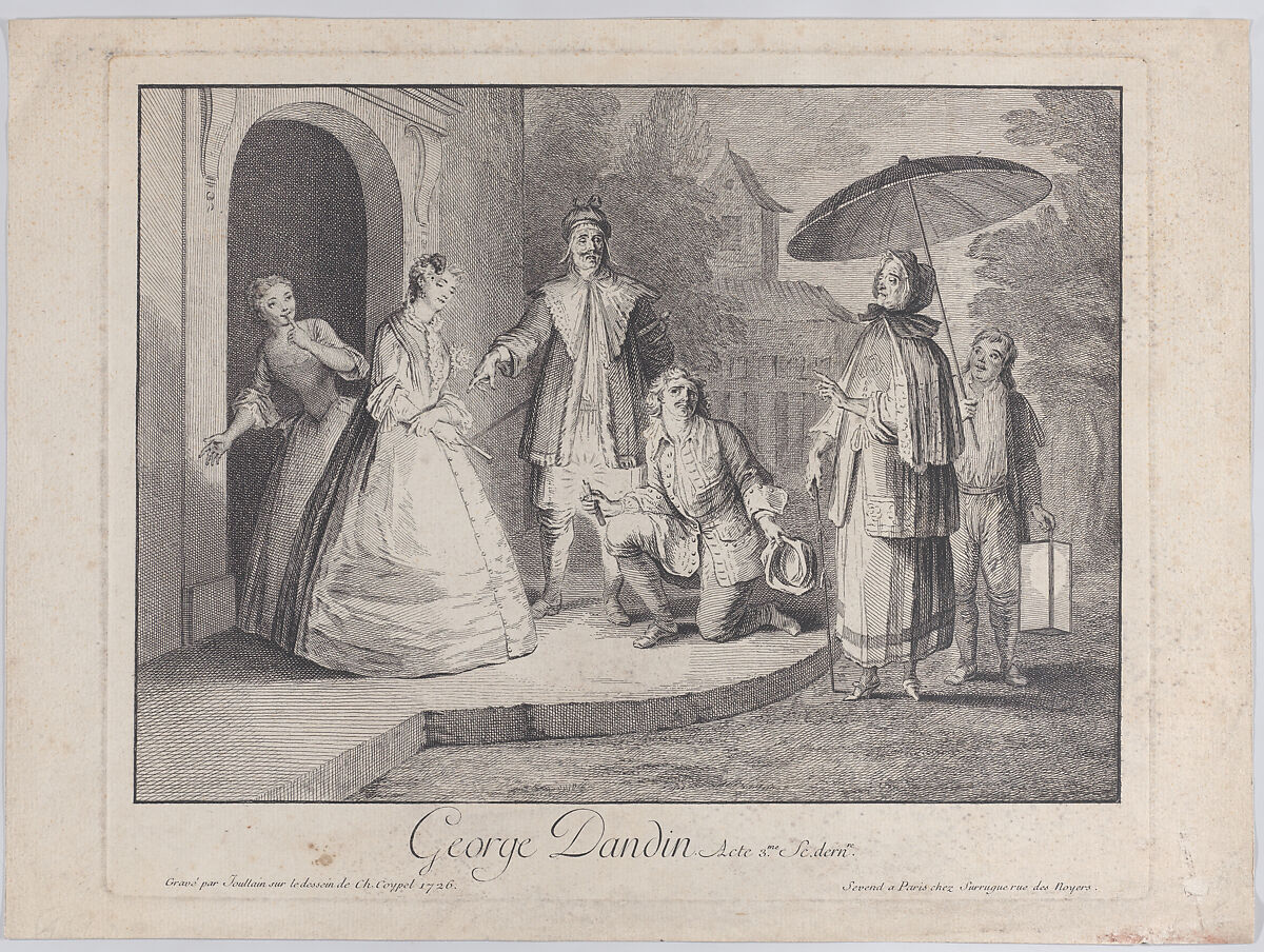 George Dandin, Act 3, last scene, François Joullain (French, Paris 1697–1778 Paris), Etching 